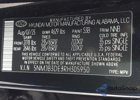 2024 Hyundai Tucson Sel из США, поврежденный, VIN 5NMJB3DE3RH305950